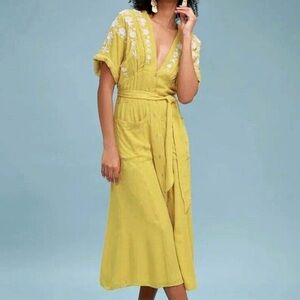 Free People Yellow Floral Midi Dress